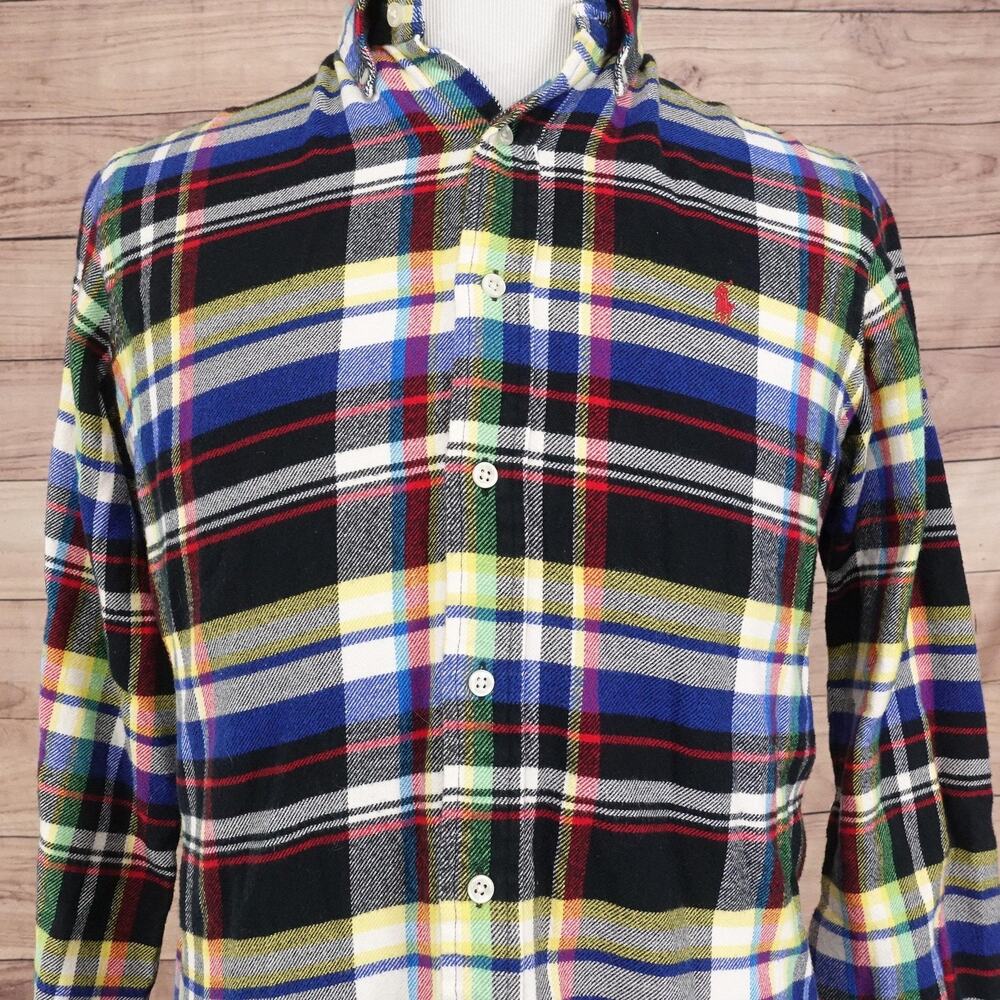 Polo Ralph Lauren Shirt Mens Medium Multicolor Plaid Flannel Button Down